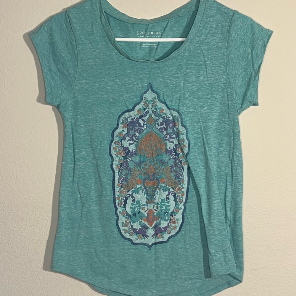Lucky Brand Women’s Teal Graphic Tee- Size Extra Small - Picture 2 of 5